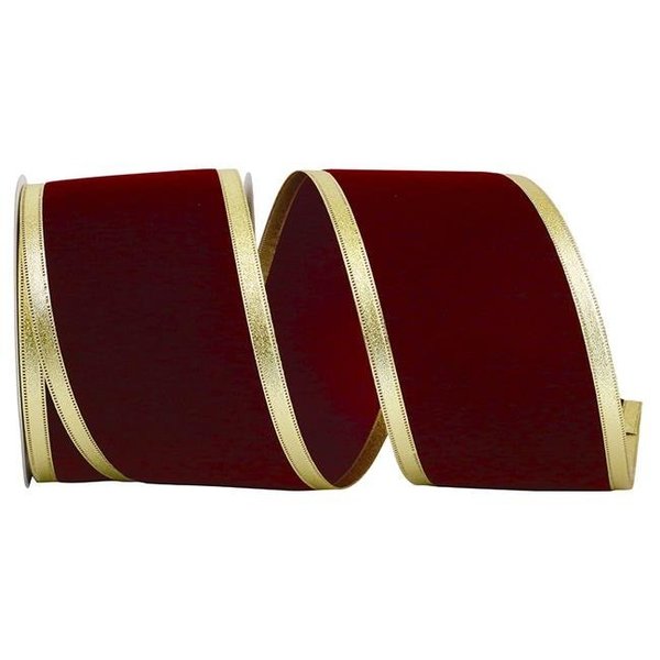 Reliant Ribbon Reliant Ribbon 99800W-090-10H Velvet Dynasty Wired Edge Ribbon - Burgundy - 4 in. x 20 yards 99800W-090-10H